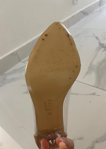 Diğer Bej Şeffaf Taşlı Stiletto Kadın Abiye Ayakkabı