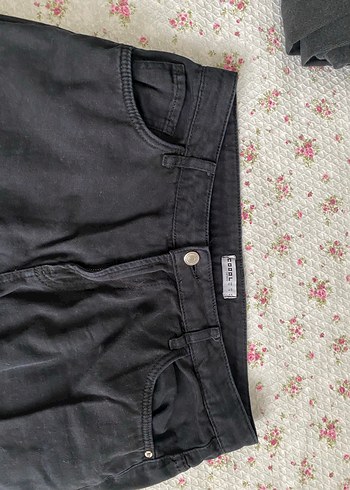 Siyah Rahat Kesim Midi Kot Pantolon - Görsel 2