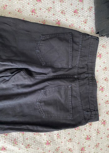 Siyah Rahat Kesim Midi Kot Pantolon - Görsel 4