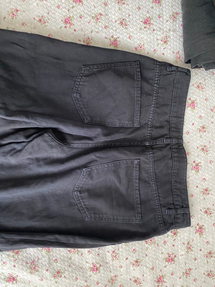 Siyah Rahat Kesim Midi Kot Pantolon - Görsel 4