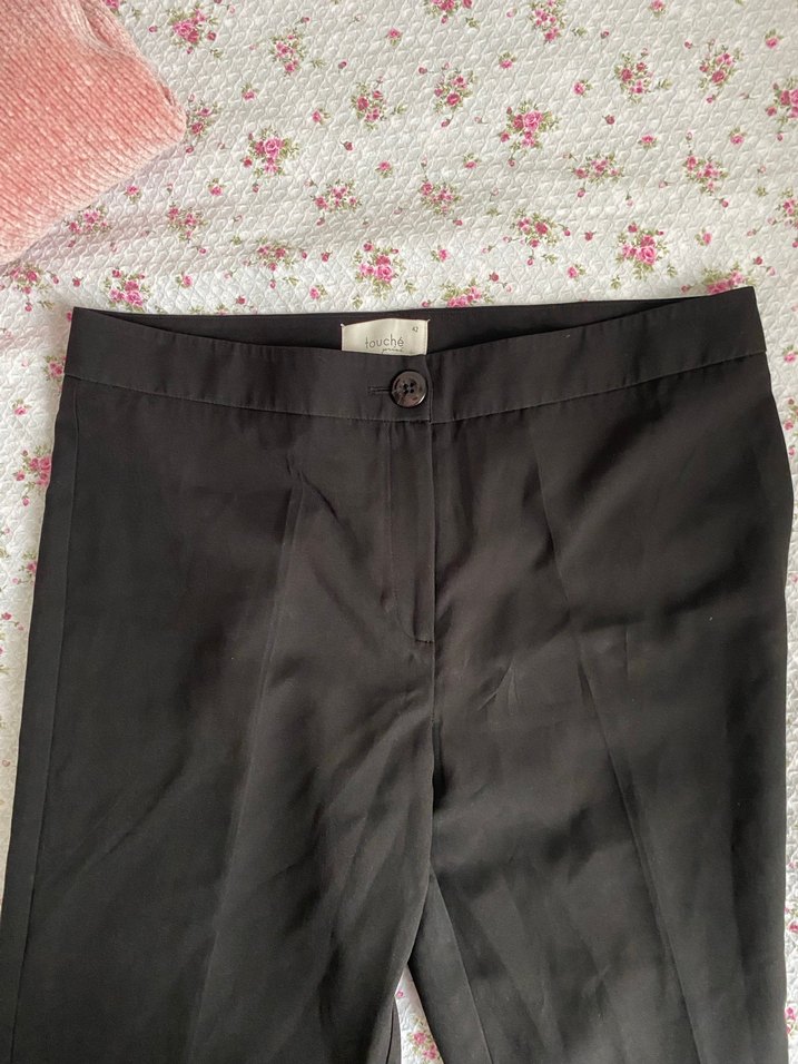 Kadın Siyah Kemerli Midi Kumaş Pantolon - Görsel 3