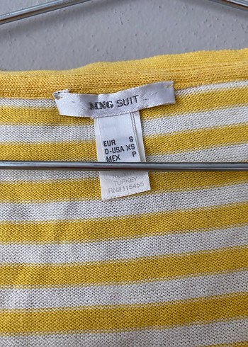 Sarı Çizgili Düğmeli Kadın Hırka - Görsel 2