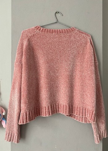 Pembe Örgü Kadın Kazak - Görsel 3