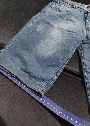 Gri Mavi Denim Loose Fit Erkek Şort - Görsel 3