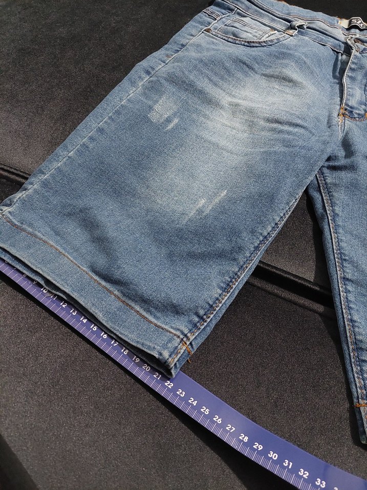 Gri Mavi Denim Loose Fit Erkek Şort - Görsel 3