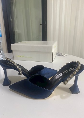 Mavi Parlak Yılan Desenli Stiletto Topuklu Ayakkabı - Görsel 6