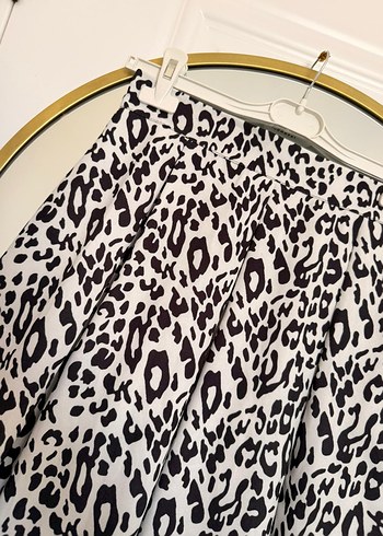 Kadın Siyah Beyaz Zebra Desenli Pilili Uzun Etek - Görsel 5