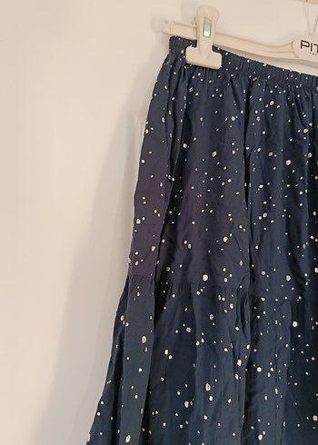 Mavi Bağlama Desenli Uzun pamuklu Etek - Görsel 4