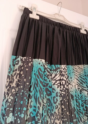 Bohem Pileli Uzun Etek - Turkuaz Desenli - Görsel 4