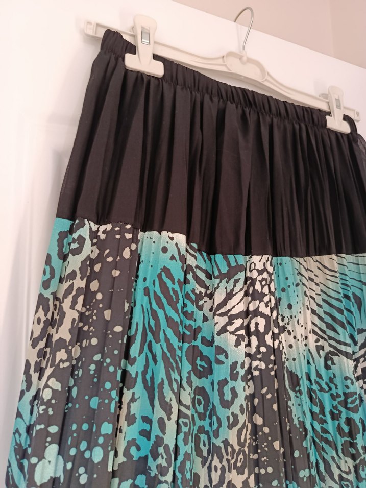 Bohem Pileli Uzun Etek - Turkuaz Desenli - Görsel 4