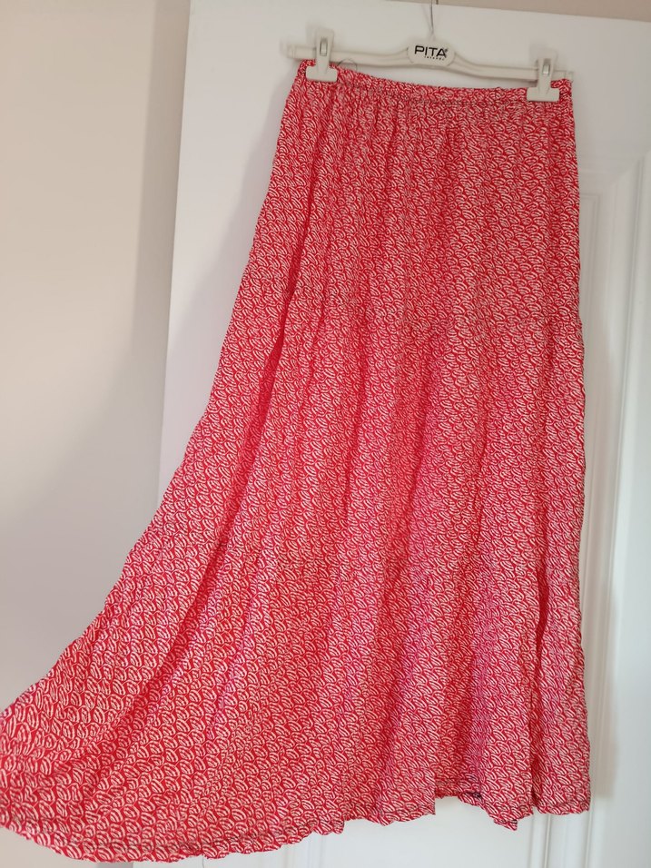 Renkli Bağlama Desenli Uzun Bohem Etek - Görsel 3