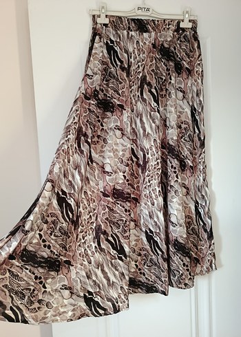 Kadın Kahverengi Yılan Desenli Uzun Etek - Görsel 6