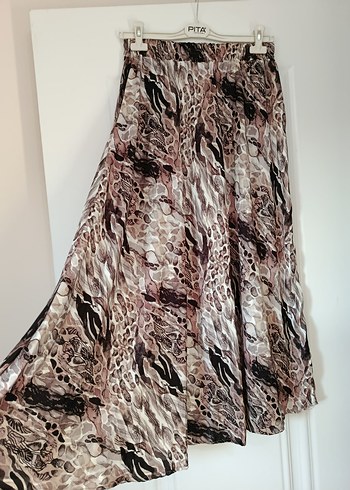 Kadın Kahverengi Yılan Desenli Uzun Etek - Görsel 2