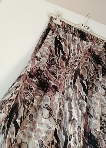 Kadın Kahverengi Yılan Desenli Uzun Etek - Görsel 4