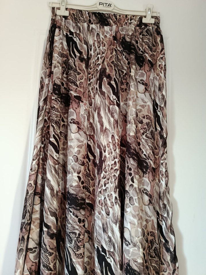 Kadın Kahverengi Yılan Desenli Uzun Etek - Görsel 3