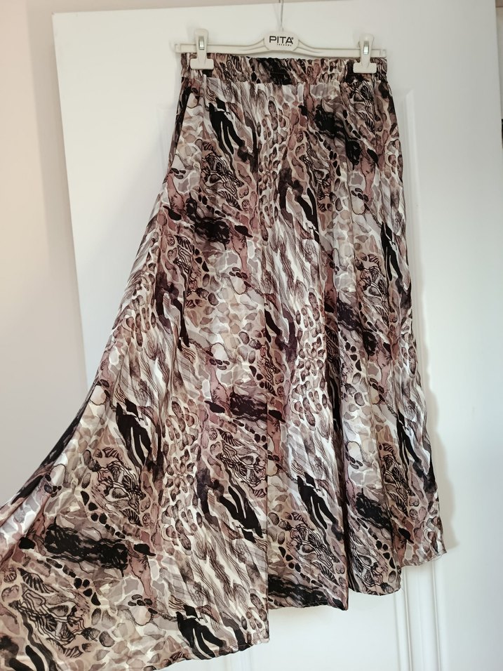 Kadın Kahverengi Yılan Desenli Uzun Etek - Görsel 2