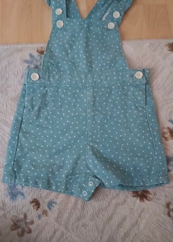 Kız Çocuk Mavi Puantiyeli Denim Tulum