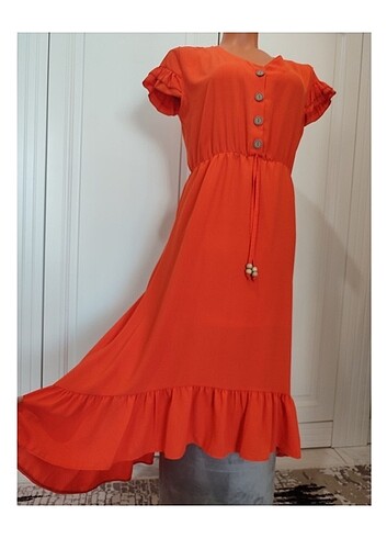 Tuğba&Venn Turuncu fırfırlı elbise 