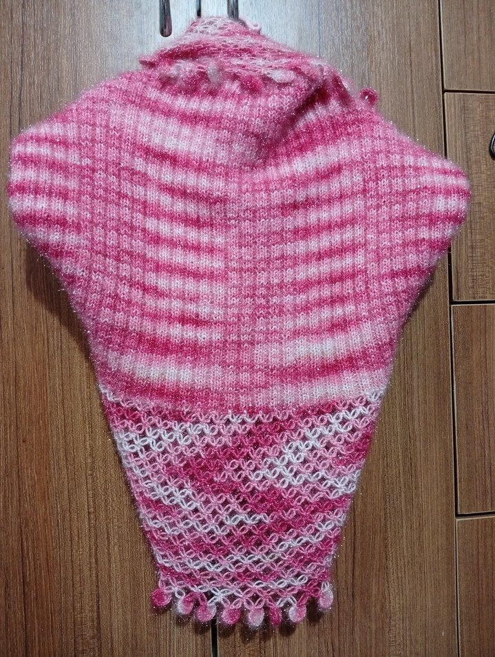 Kız Çocuk Pembe Bağlama Desenli El Örgüsü Panço - Görsel 2