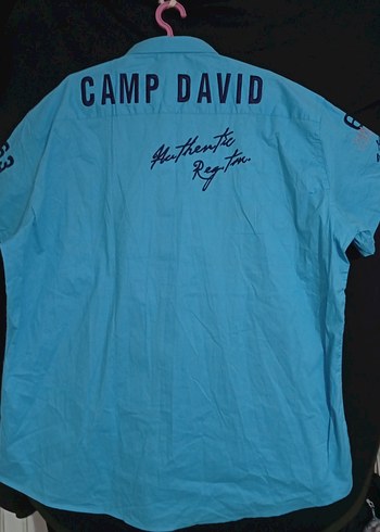 Mavi Pamuklu Kısa Kollu Camp David Gömlek - Görsel 3