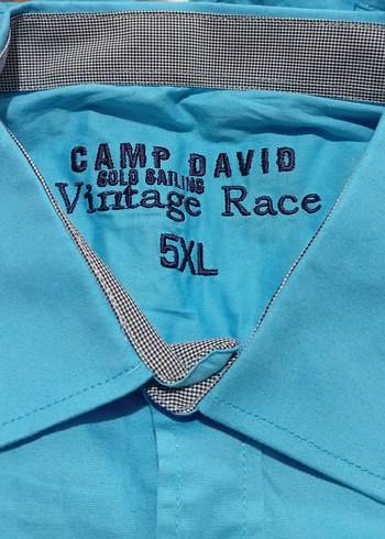 Mavi Pamuklu Kısa Kollu Camp David Gömlek - Görsel 2