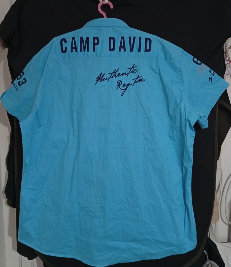 Mavi Pamuklu Kısa Kollu Camp David Gömlek - Görsel 3