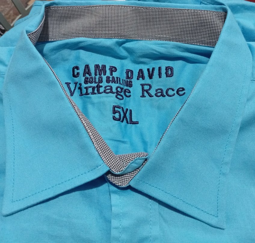 Mavi Pamuklu Kısa Kollu Camp David Gömlek - Görsel 2