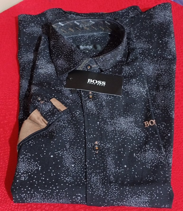 Düğmeli Siyah Desenli Erkek Kısa Kollu Gömlek - Görsel 2