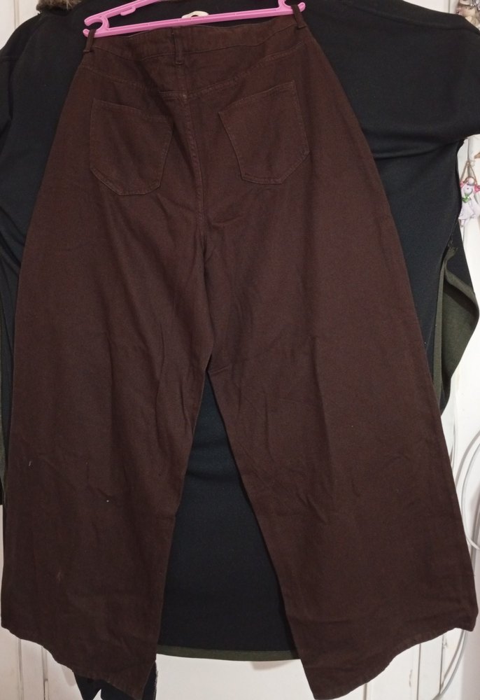 Kadın Kahverengi Salaş Kumaş Pantolon - Görsel 3