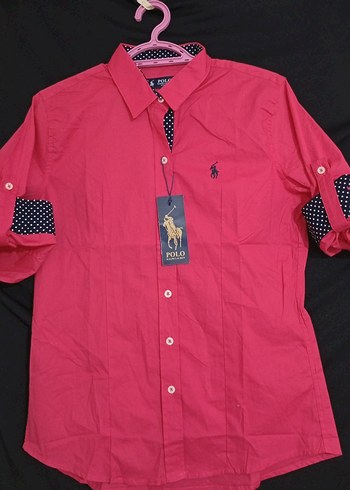 Polo Uzun Kollu Pembe Kadın Gömlek - Görsel 2