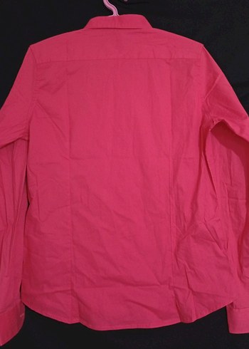 Polo Uzun Kollu Pembe Kadın Gömlek - Görsel 4