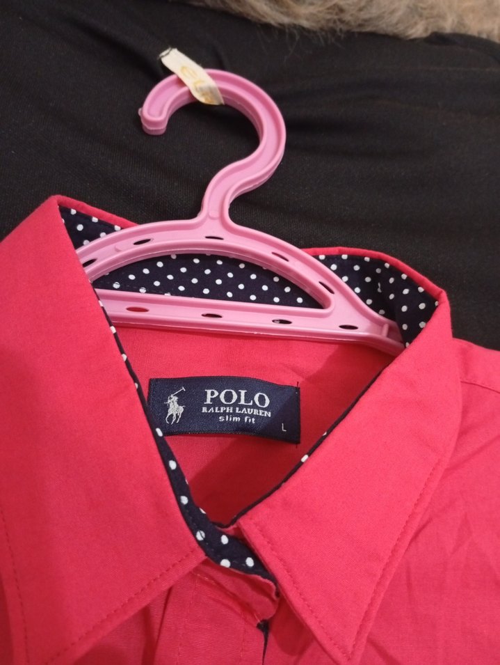 Polo Uzun Kollu Pembe Kadın Gömlek - Görsel 3