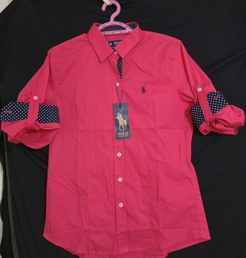 Polo Uzun Kollu Pembe Kadın Gömlek - Görsel 2