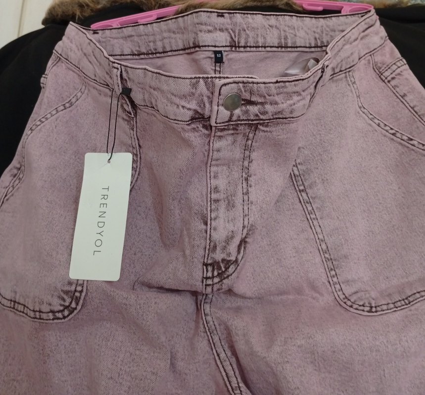 Mor Pamuklu Salaş Midi Kot Pantolon - Görsel 2