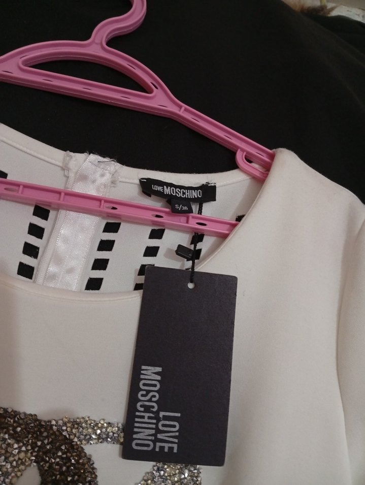 Uzun Kollu Beyaz Taşlı Payetli Kadın Abiye Elbise - Görsel 3