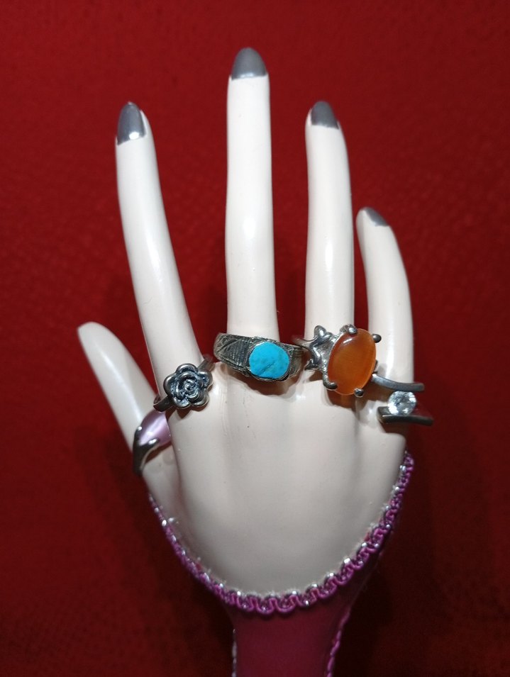 Kadın Vintage Desenli Düğmeli Yüzükler (Adet Fiyat) - Görsel 2