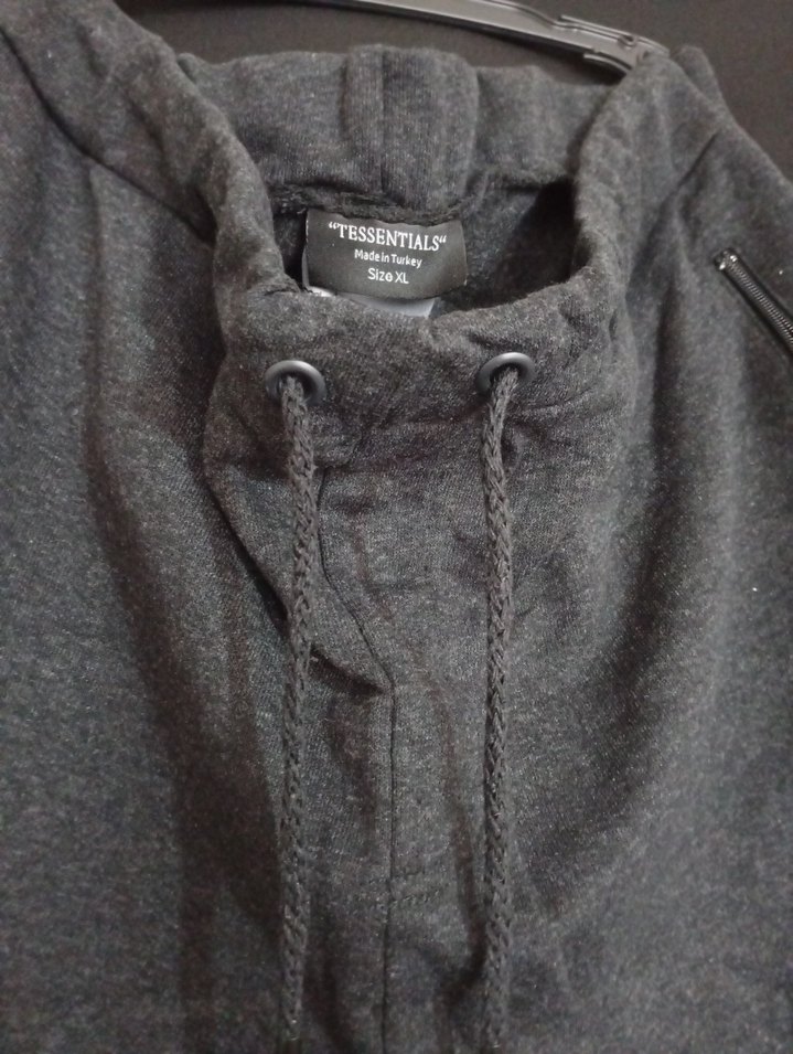 Gri kadın /Erkek Rahat Kesim Fermuarlı Pantolon Eşofman - Görsel 2