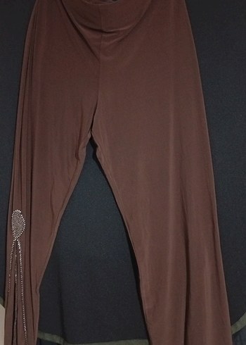 Kahverengi Bohem Geniş Kesim Uzun Kumaş Pantolon - Görsel 2