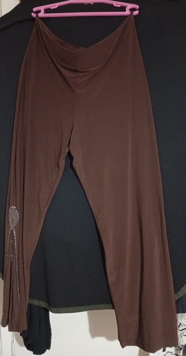 Kahverengi Bohem Geniş Kesim Uzun Kumaş Pantolon - Görsel 2