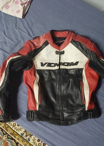 Kırmızı Siyah Venom Deri Biker Ceket