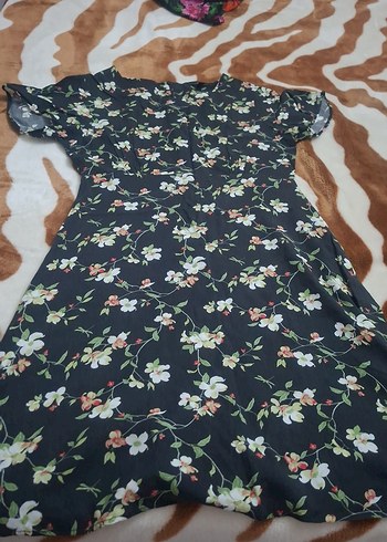 Çiçek Desenli Siyah Bohem Kadın Elbise - Görsel 3