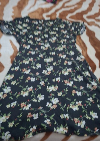 Çiçek Desenli Siyah Bohem Kadın Elbise - Görsel 4