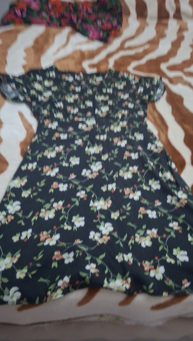 Çiçek Desenli Siyah Bohem Kadın Elbise - Görsel 4