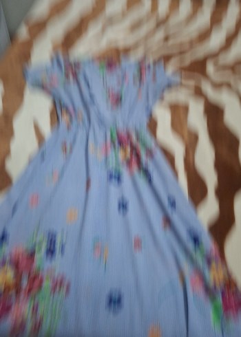 Mavi Çiçek Desenli Uzun Bohem Elbise - Görsel 4