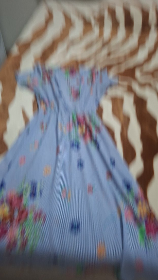 Mavi Çiçek Desenli Uzun Bohem Elbise - Görsel 4