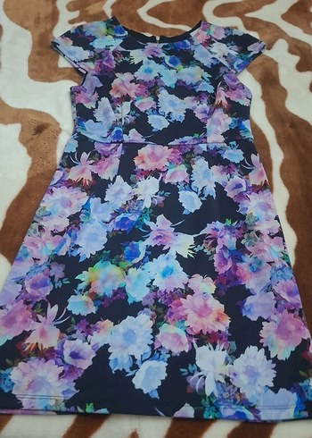 Mor Çiçekli Midi Kadın Elbise - Görsel 5