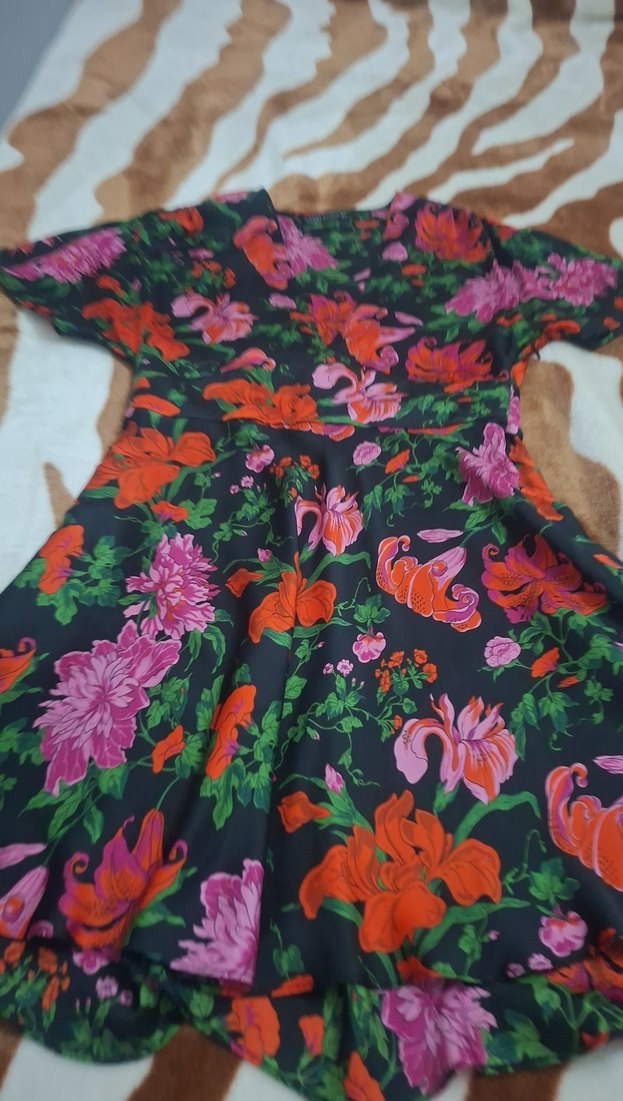 Çiçek Desenli Kısa Bohem Elbise - Görsel 4