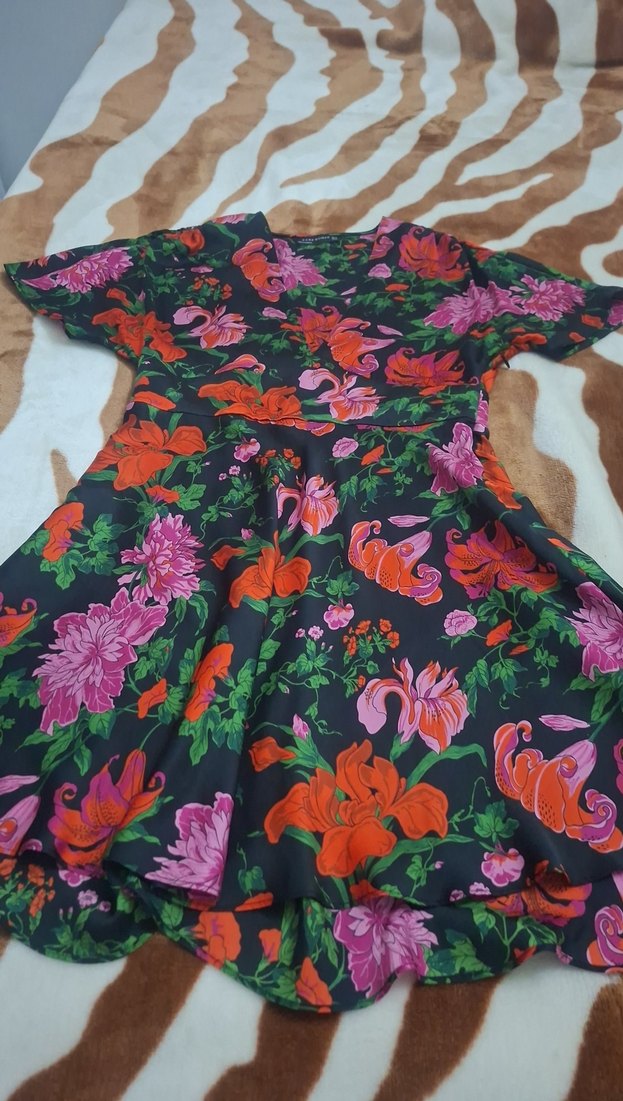 Çiçek Desenli Kısa Bohem Elbise - Görsel 3