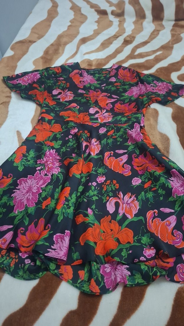 Çiçek Desenli Kısa Bohem Elbise - Görsel 2