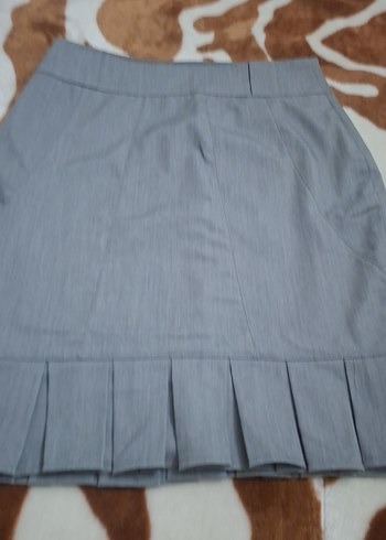 Gri Pilili Midi Kadın Etek - Görsel 2